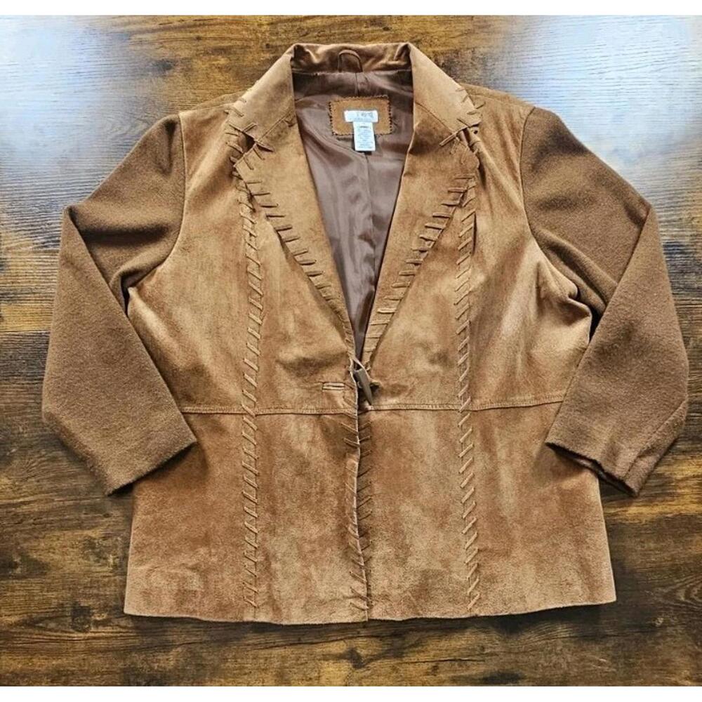 Womens VTG Leather Jacket Size XL Brown 1 Button Stonebridge Great Condition‎